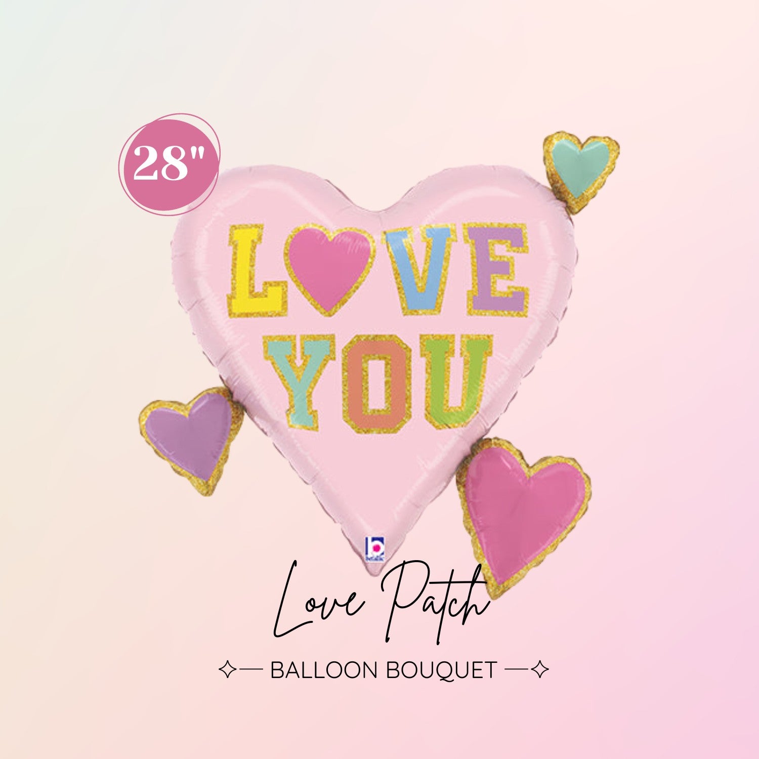 Love Patch Mylar Balloon 28" - Valentine's Day Balloon - Ottawa Balloon Shop