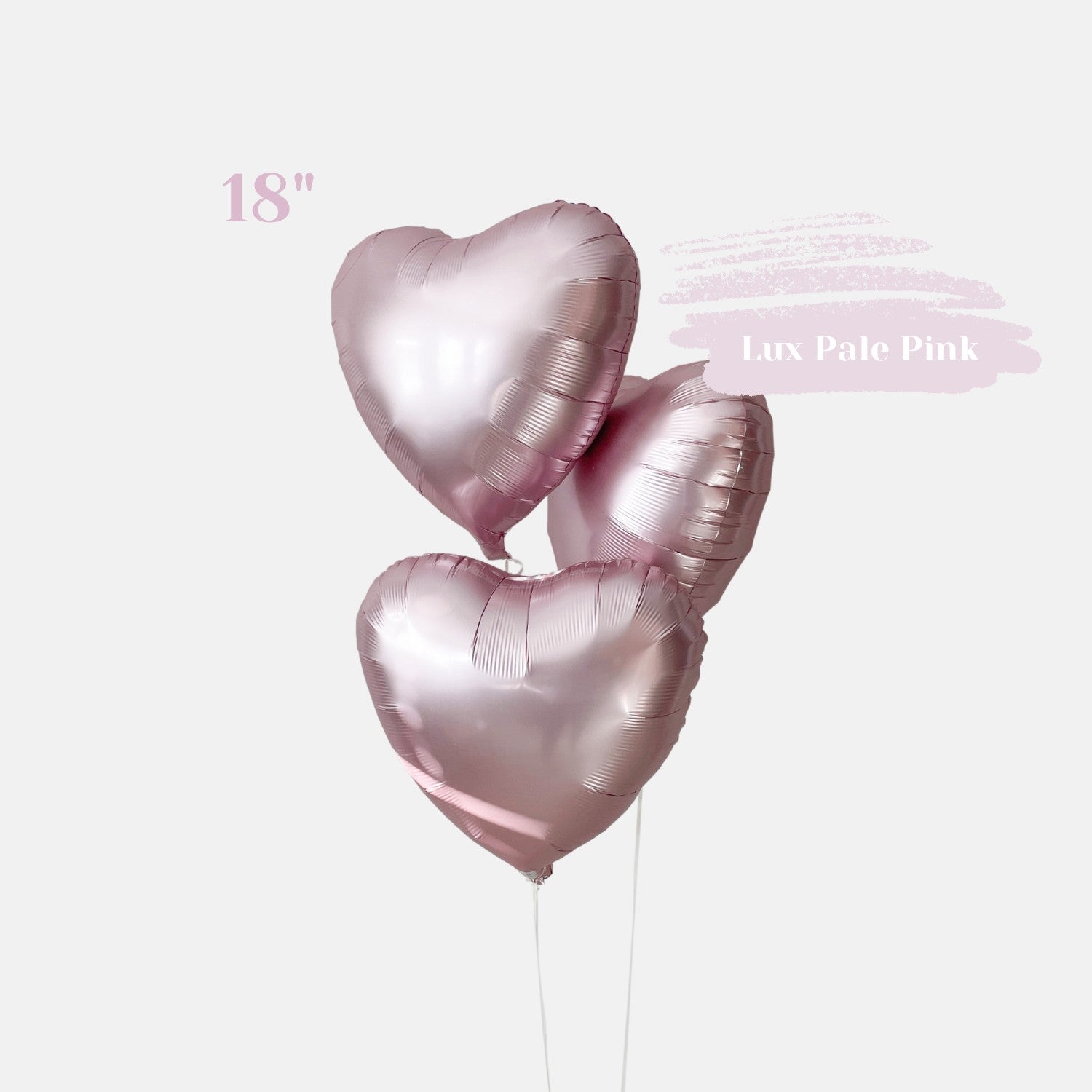 Luxury Satin Pale Pink Heart Mylar Balloon Bouquet - Valentine's Day Decoration