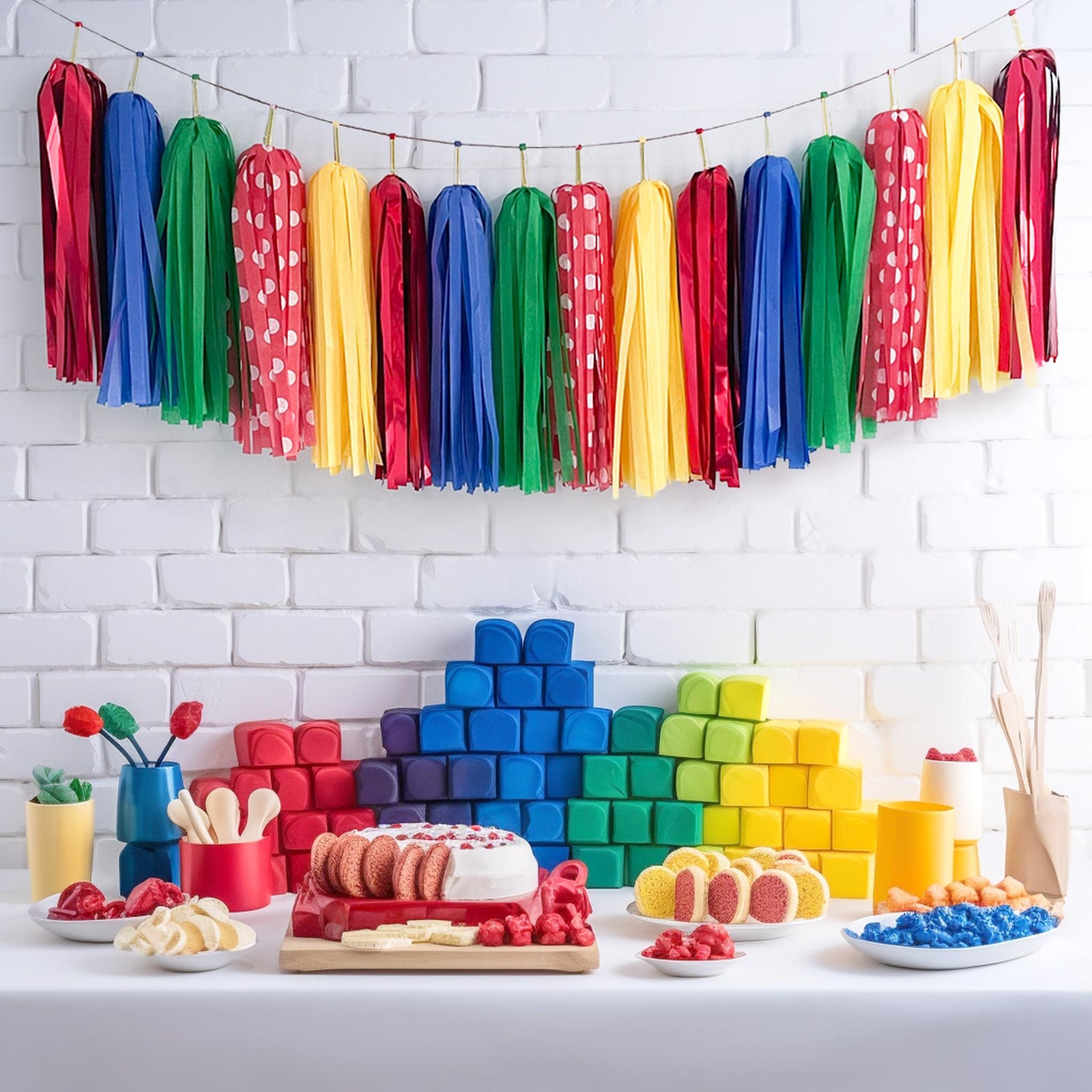 Mushroom Video Game Tassel Garland - Nostalgia Epic Kids Party - Japanese Jumping Video Game Theme 