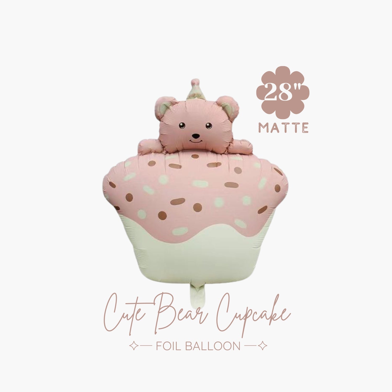 Cute Pink Bear Cupcake Mylar Balloon