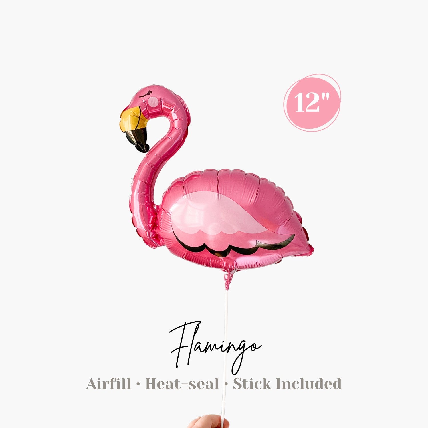 Mini Flamingo Foil Balloon - Airfill & Heat-seal - Tropical Summer Beach Birthday Party Bridal Shower Baby Shower Photo Prop Loot Bag Fillers