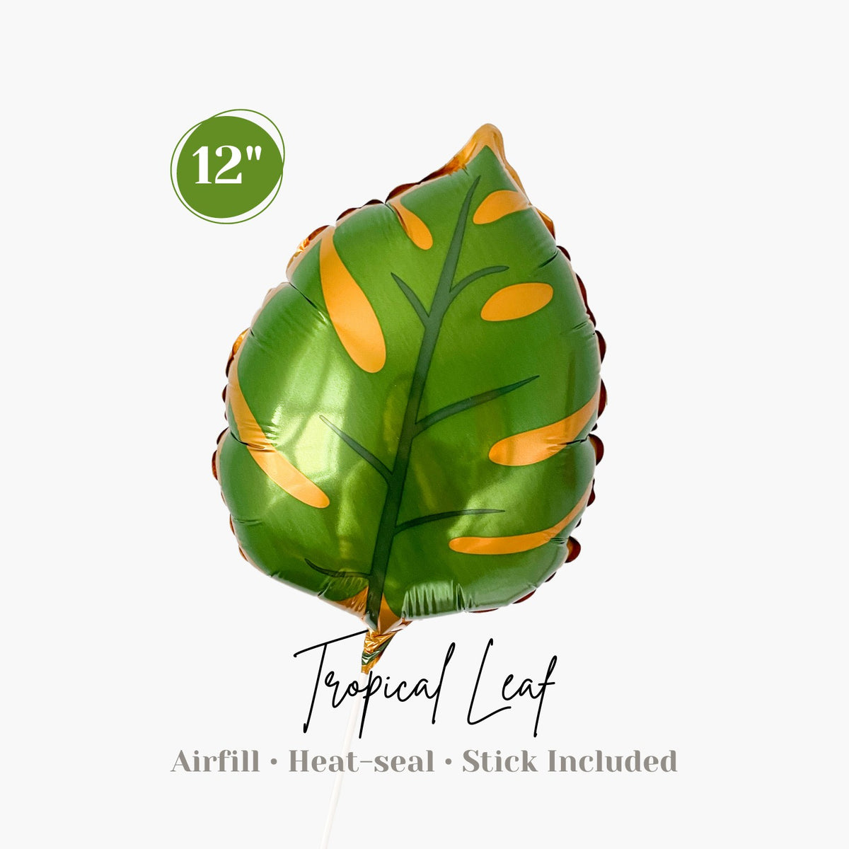 Mini Tropical Leaf Foil Balloon - Airfill & Heat-seal - Summer Beach Swimming Pool Birthday Party Bridal Shower - Ottawa Balloons