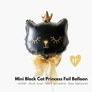 Airfill Mini Black Cat Princess Balloon With Bow - Girl Birthday Party Balloon Decoration - Photo Props