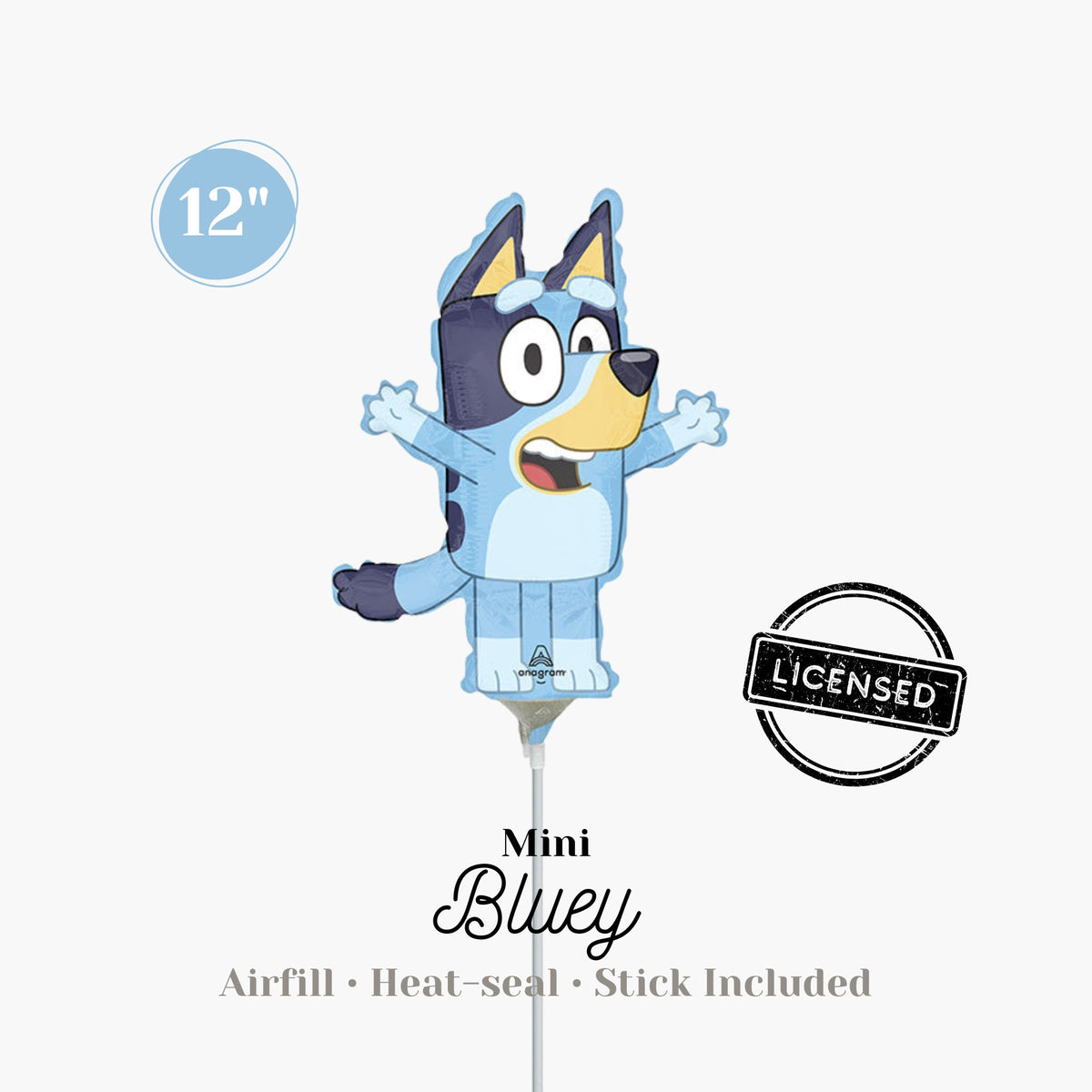 Licensed Mini Bluey Foil Balloon 12" - Airfill & Heat-seal