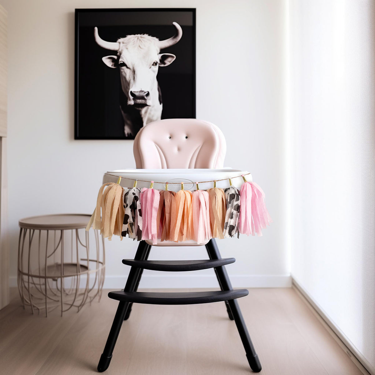 Moo Moo Cowgirl High Chair Garland