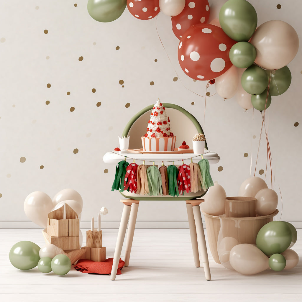 Mushroom Forest High Chair Garland - Enchanted Woodland Fairy 1st Birthday Cake Smash Decorations