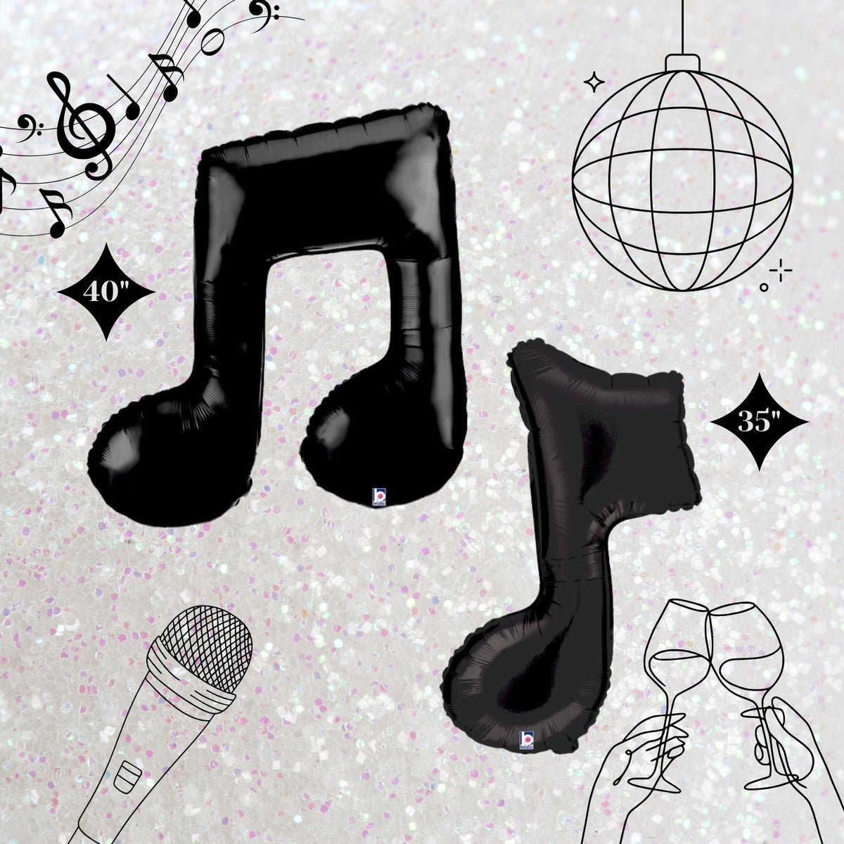 Music Notes Foil Balloons - Eras Tour Inspired Concert Themed Birthday Party Balloons - Ottawa Balloon Shop