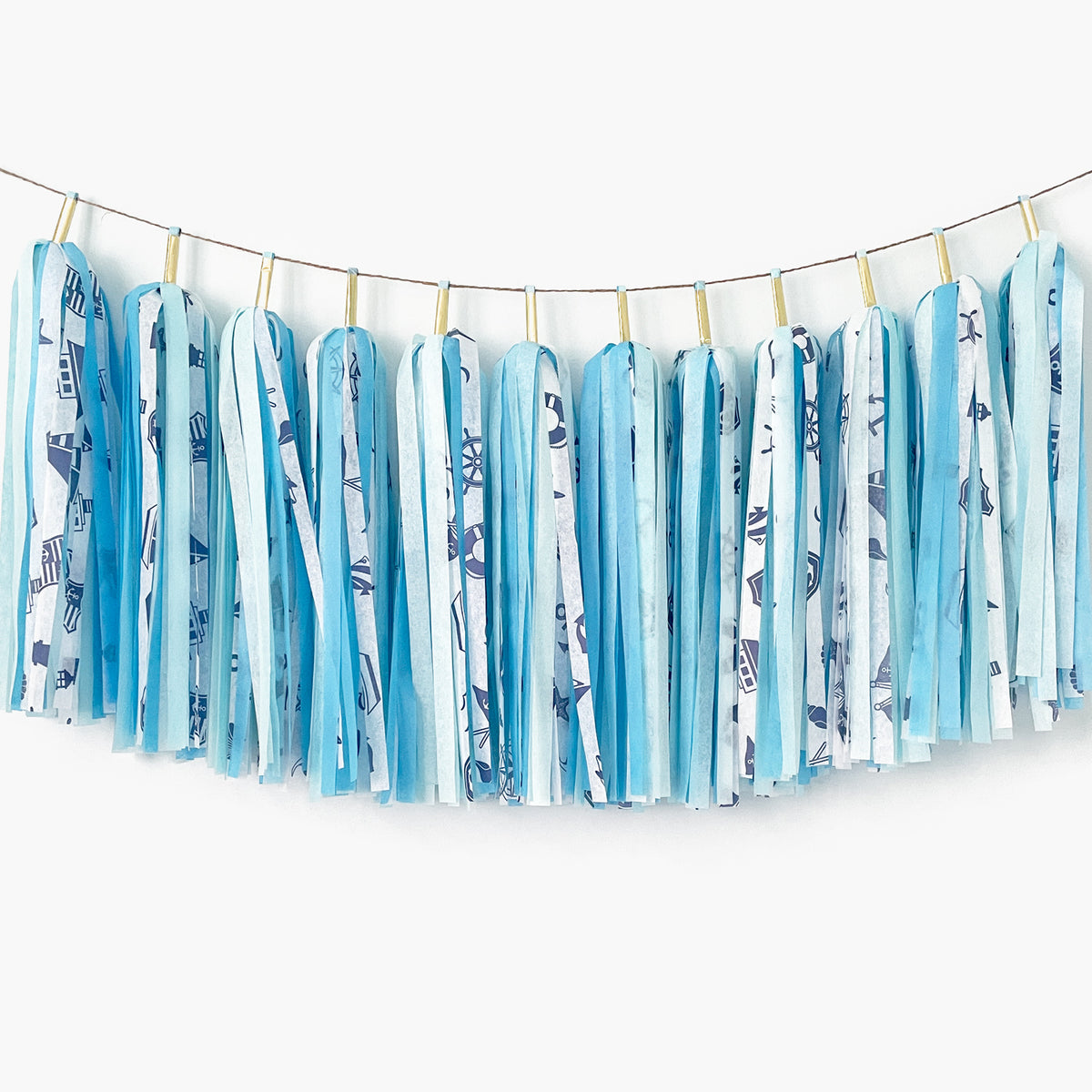 Sailing the Blues Tassel Garland [Deluxe] - Ocean Nautical Birthday - Beach Wedding - Baby Shower