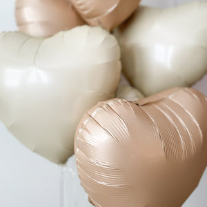 Neutral Beige Heart Mylar Balloon Bouquet