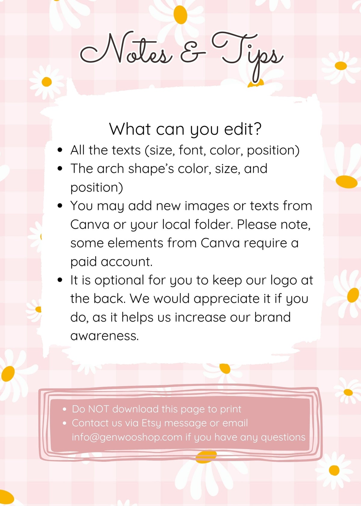 Editable Digital Pink Gingham Daisy Birthday Invitation