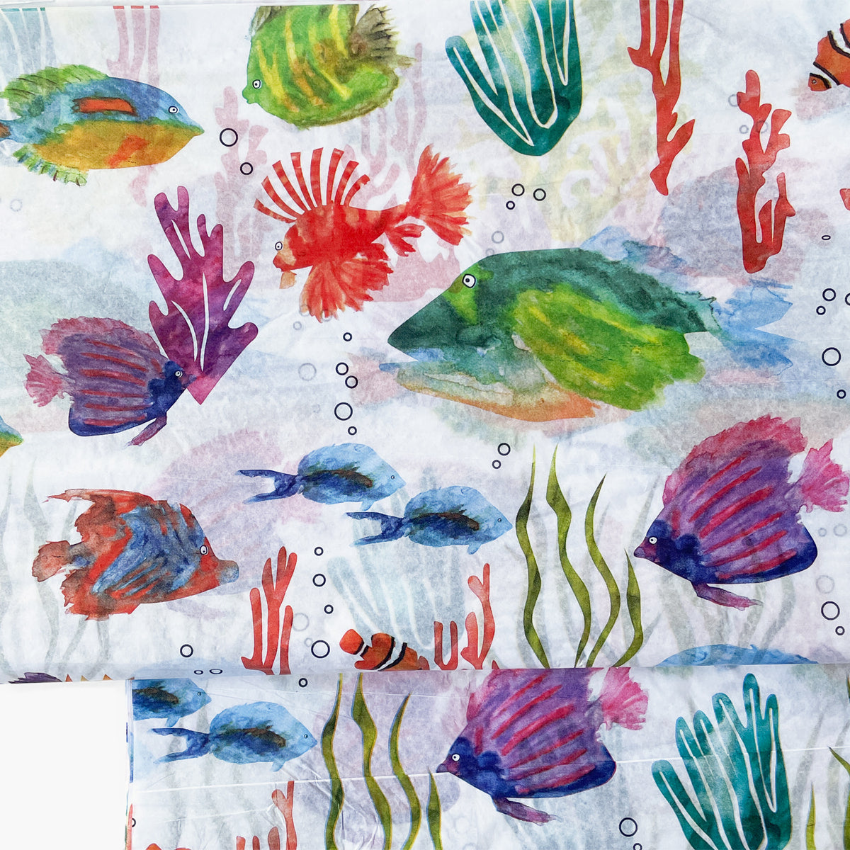 Watercolor Ocean Fish Tissue Paper - Animal Pattern Tissue Paper, Under the Sea, Ocean Animal Christmas Wrap Paper, Craft Supplies