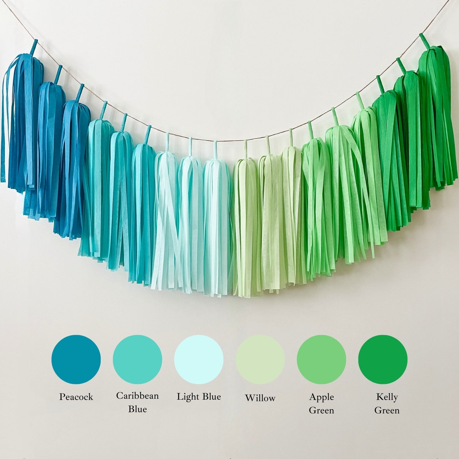 Ombre Blue Green Tassel Garland