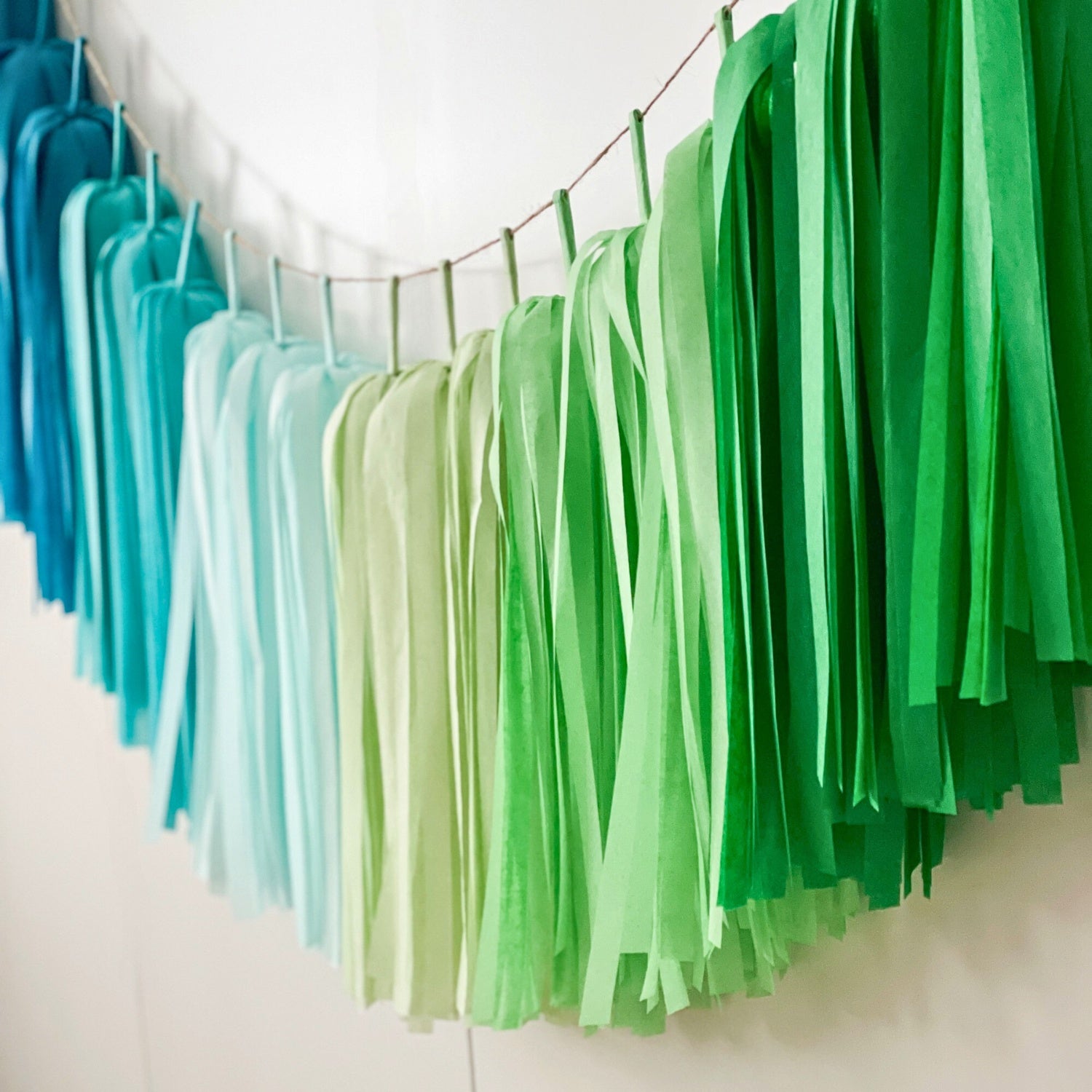 Ombre Blue Green Tassel Garland
