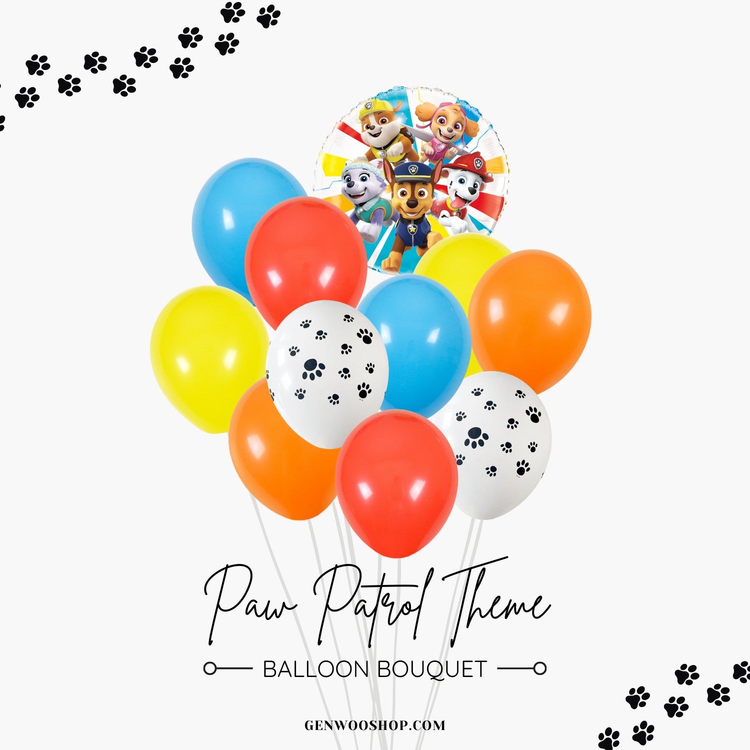 Latex Balloon Bouquet with Licensed Paw Patrol Foil Balloon - Kids Dog Cartoon Movie Theme Birthday Party Decorations