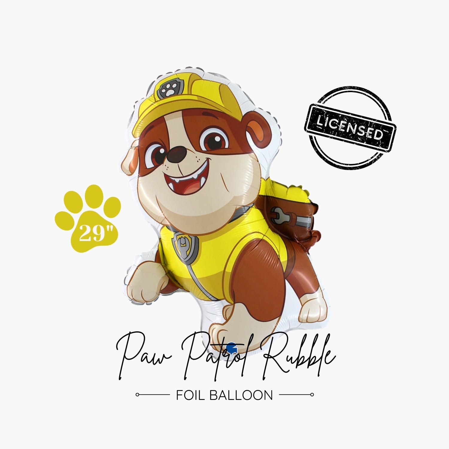 Licensed Paw Patrol Rubble Foil Balloon 29" - Paw Patrol Kids Birthday Party Decorations