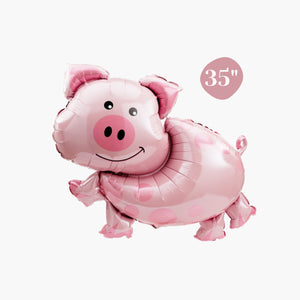 Pig and Dairy Cow Foil Balloons - Kids Barnyard Farm Animal Birthday Party Decorations