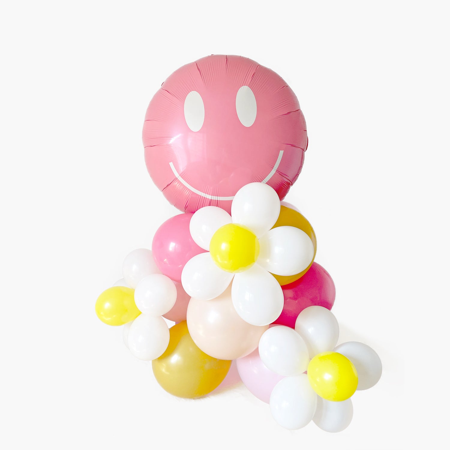 Pink Groovy Smile Balloon Column- Little Girl Boho Groovy Birthday Party Balloon Tower Decorations
