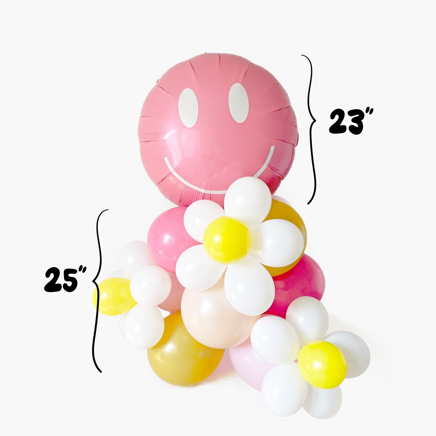 Pink Groovy Smile Balloon Column- Little Girl Boho Groovy Birthday Party Balloon Tower Decorations