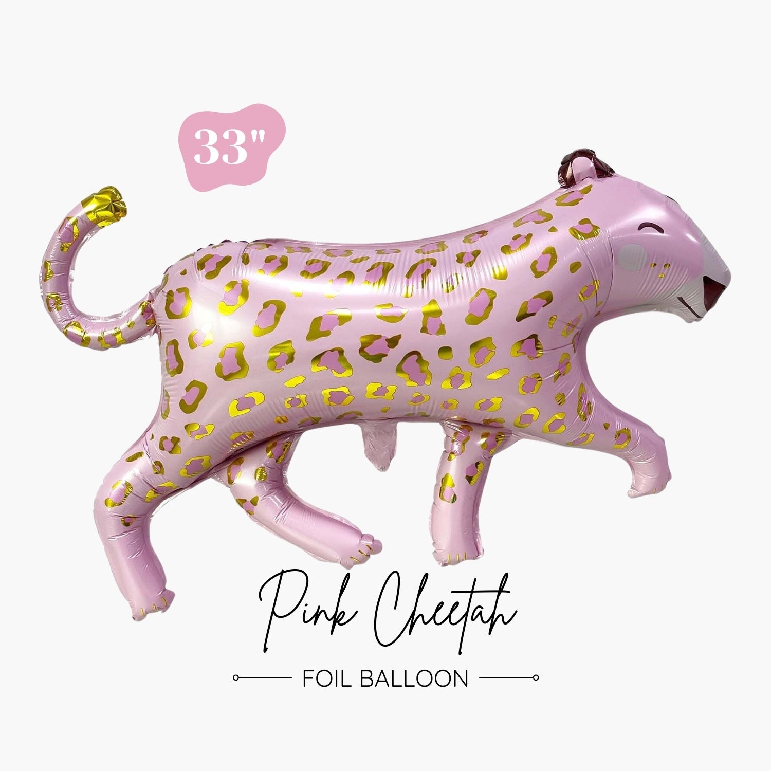 Pink Cheetah Foil Balloon 33" - Girls' Safari Animal Birthday Party Decorations