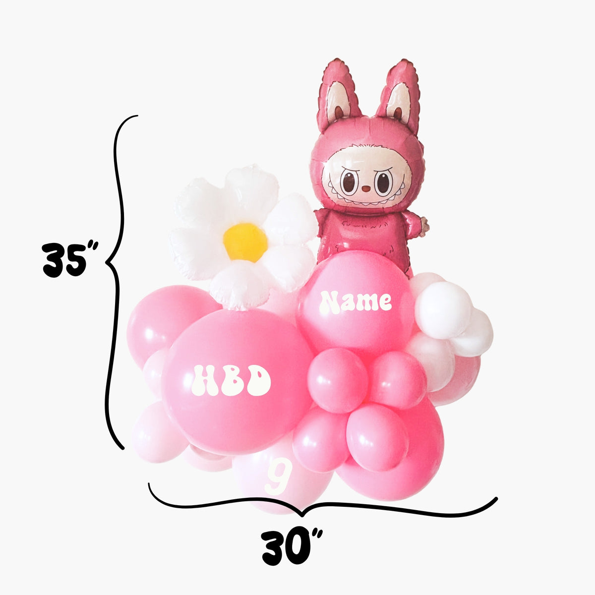 Pink Lafufu and Daisy Balloon Cluster