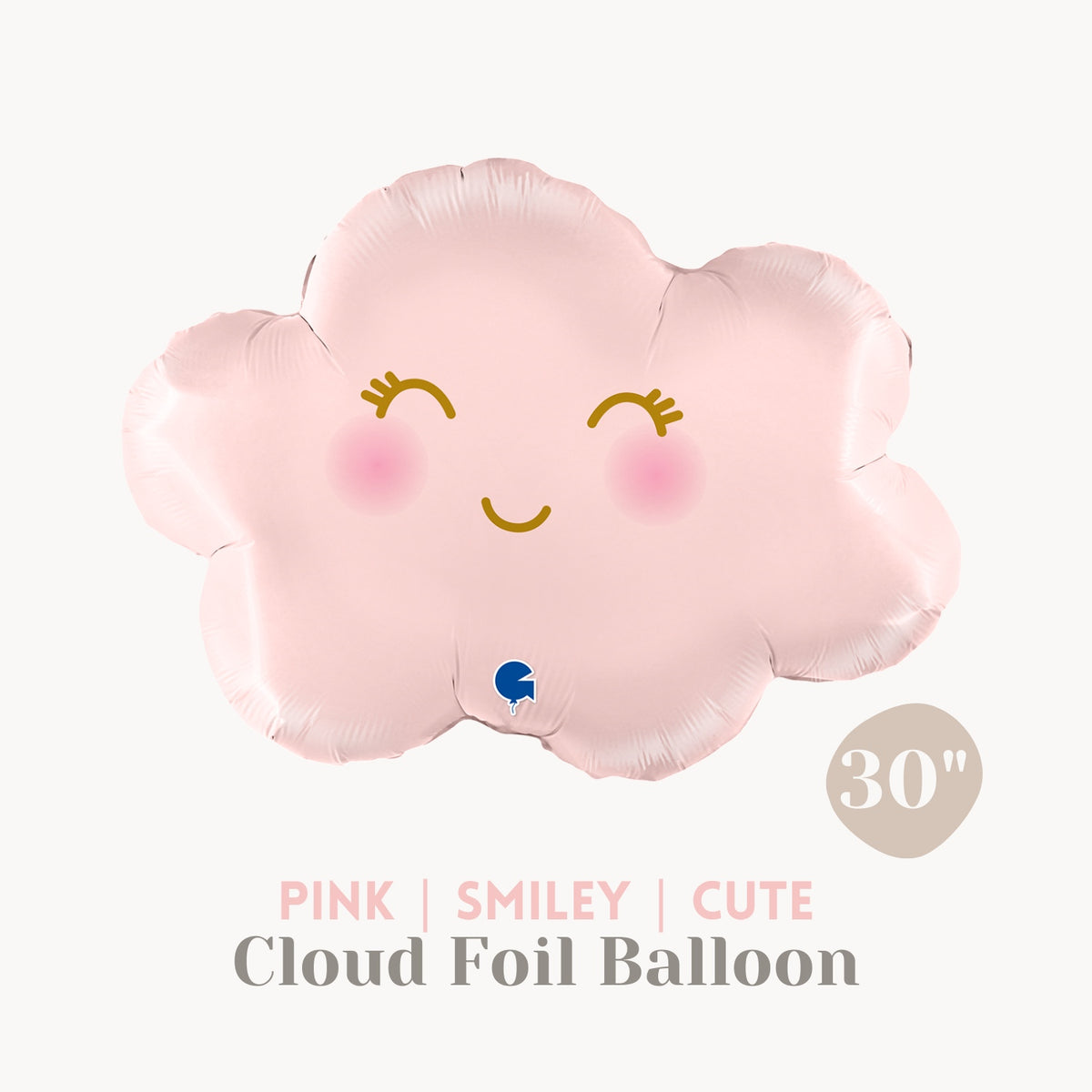 Pink Smiley Cloud Foil Balloon 30", Cloud Party Balloon, My Little Sunshine Baby First Birthday Balloon, Rainbow Party Decoration, Baby Girl Shower