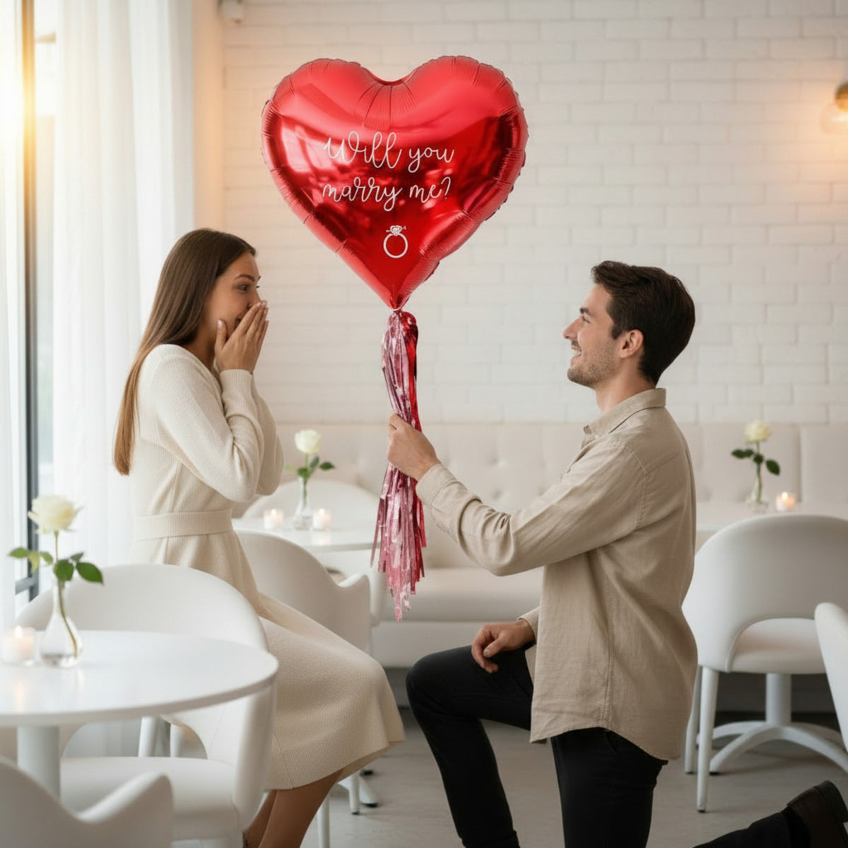 Jumbo Red Heart Proposal Balloon with Decals