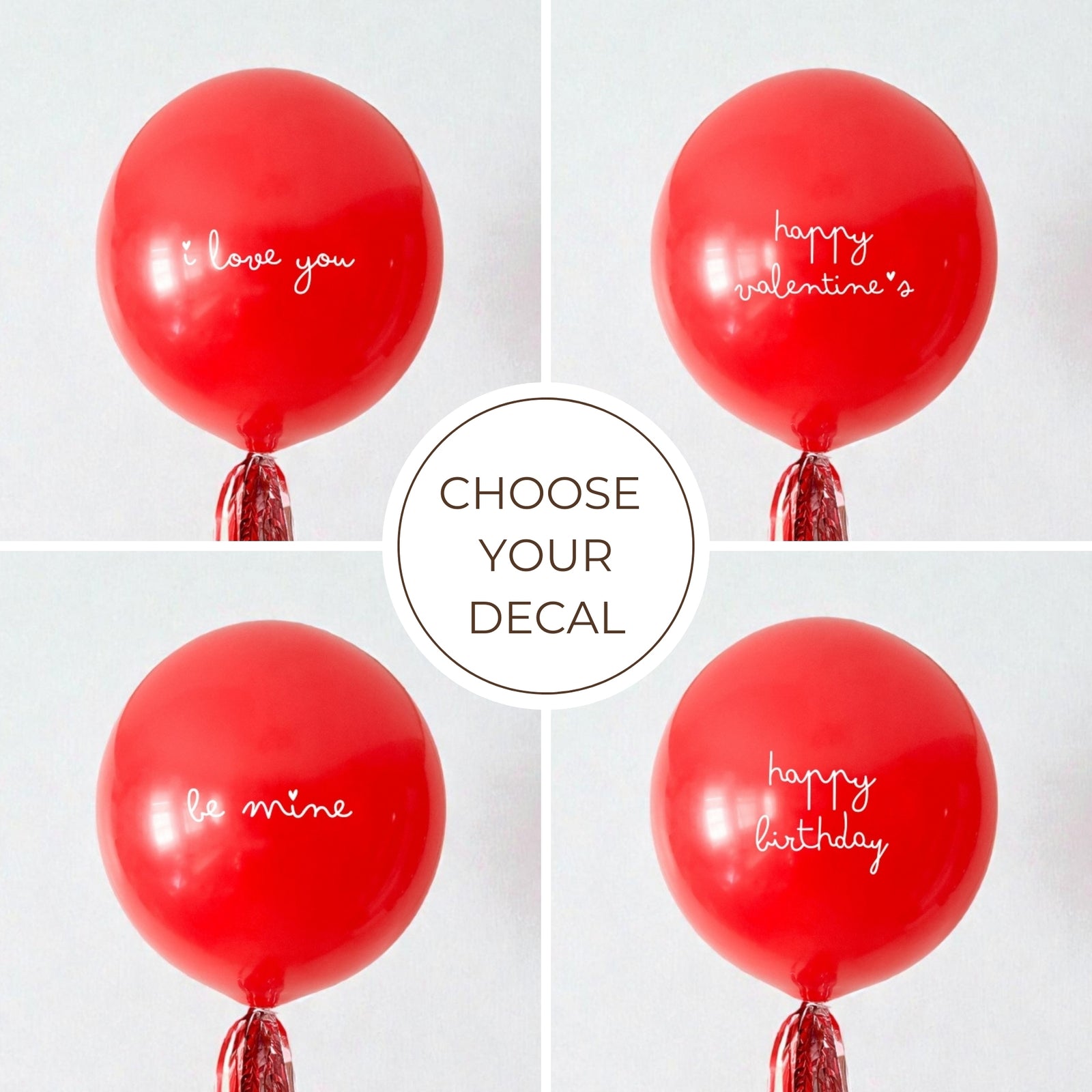 Jumbo Red Balloon with Tassel and Decal for Valentine's Day and Engagement