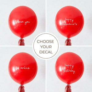 Jumbo Red Balloon with Tassel and Decal for Valentine's Day and Engagement