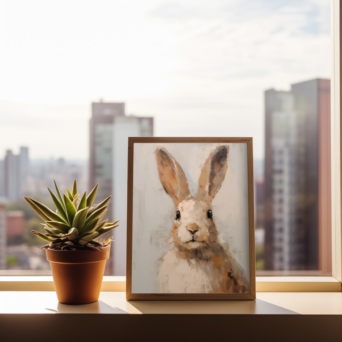 Rabbit in the Grass Print - Digital Printable Download - Farmhouse Kids Room Bunny Art - Rustic Easter Decoration for Children Playroom