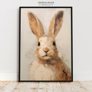 Rabbit in the Grass Print - Digital Printable Download - Farmhouse Kids Room Bunny Art - Rustic Easter Decoration for Children Playroom