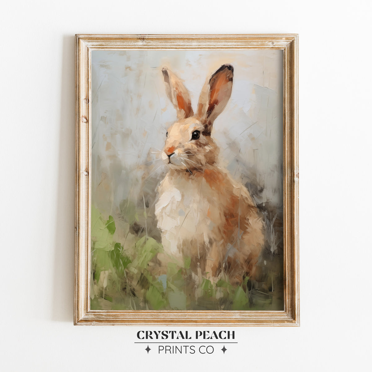 Rabbit in the Grass Print - Digital Printable Download - Farmhouse Kids Room Bunny Art - Rustic Easter Decoration for Children Playroom