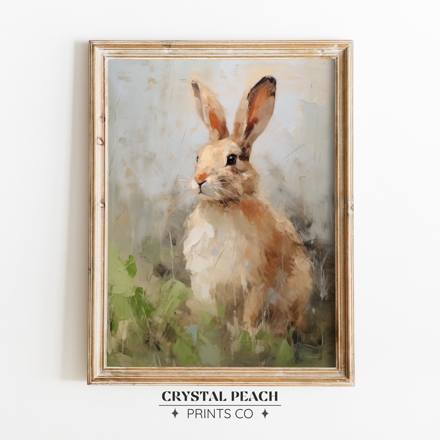 Rabbit in the Grass Print - Digital Printable Download - Farmhouse Kids Room Bunny Art - Rustic Easter Decoration for Children Playroom