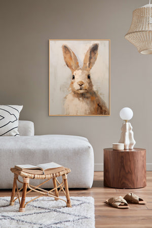 Rabbit in the Grass Print - Digital Printable Download - Farmhouse Kids Room Bunny Art - Rustic Easter Decoration for Children Playroom