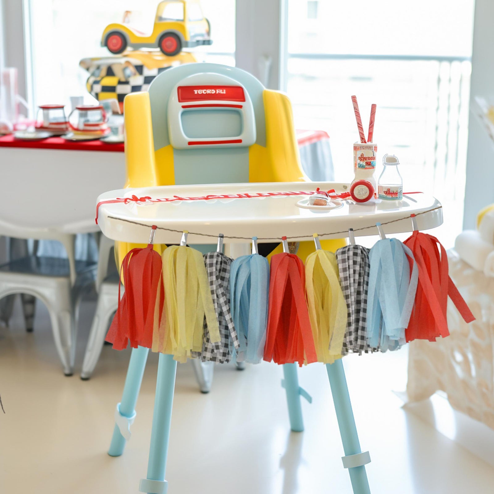 Race Car Fast One 1st Birthday High Chair Garland - First Birthday & Cake Smash Decorations
