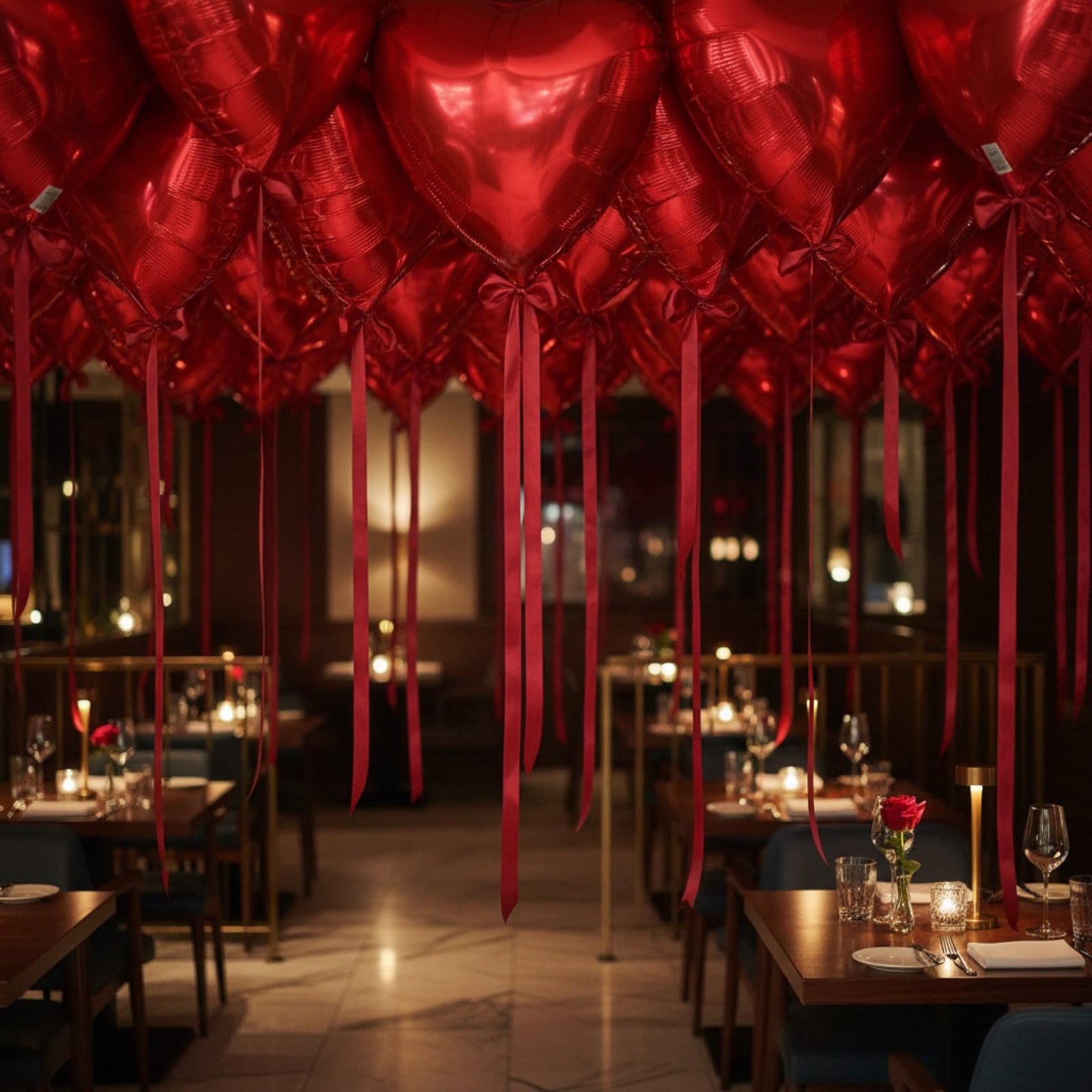 Romantic Red Heart Mylar Balloon Bouquet