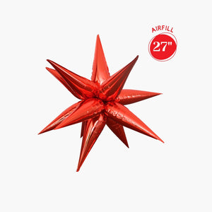 Red Starburst Foil Balloon 27 in