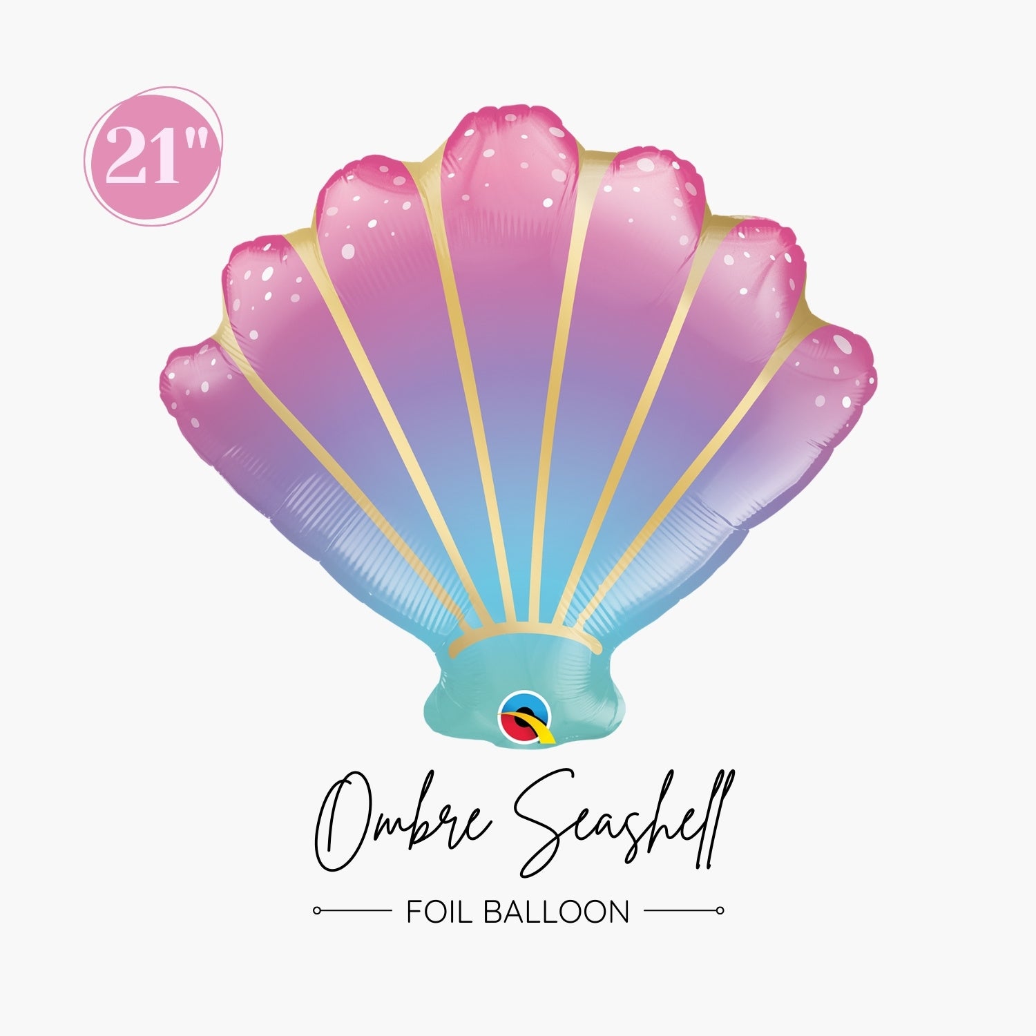 Ombre Seashell Foil Balloon 21" - Mermaid Under the Sea Birthday Party Decorations