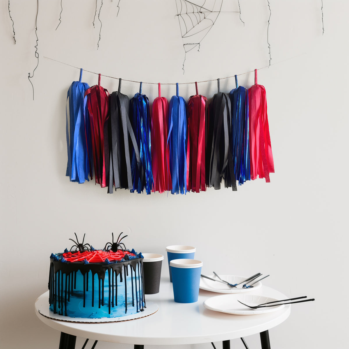 Spider Superhero Tassel Garland - Boys Birthday Party Bunting Banner - Popular Movie and Comics Party Theme