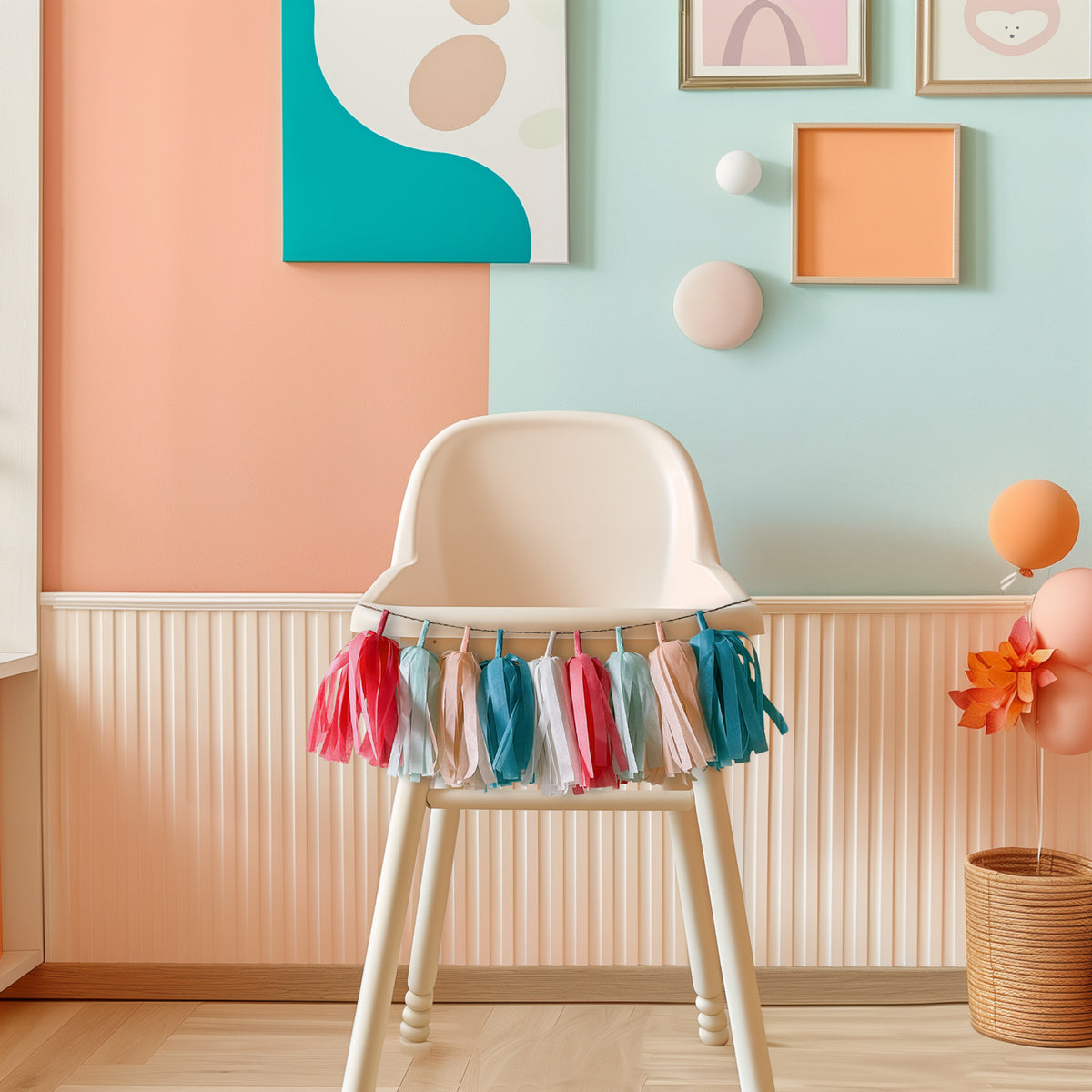 Spring Garden High Chair Garland - Baby Girl Flower Princess 1st Birthday Party - Cake Smash High Chair Skirt Decor