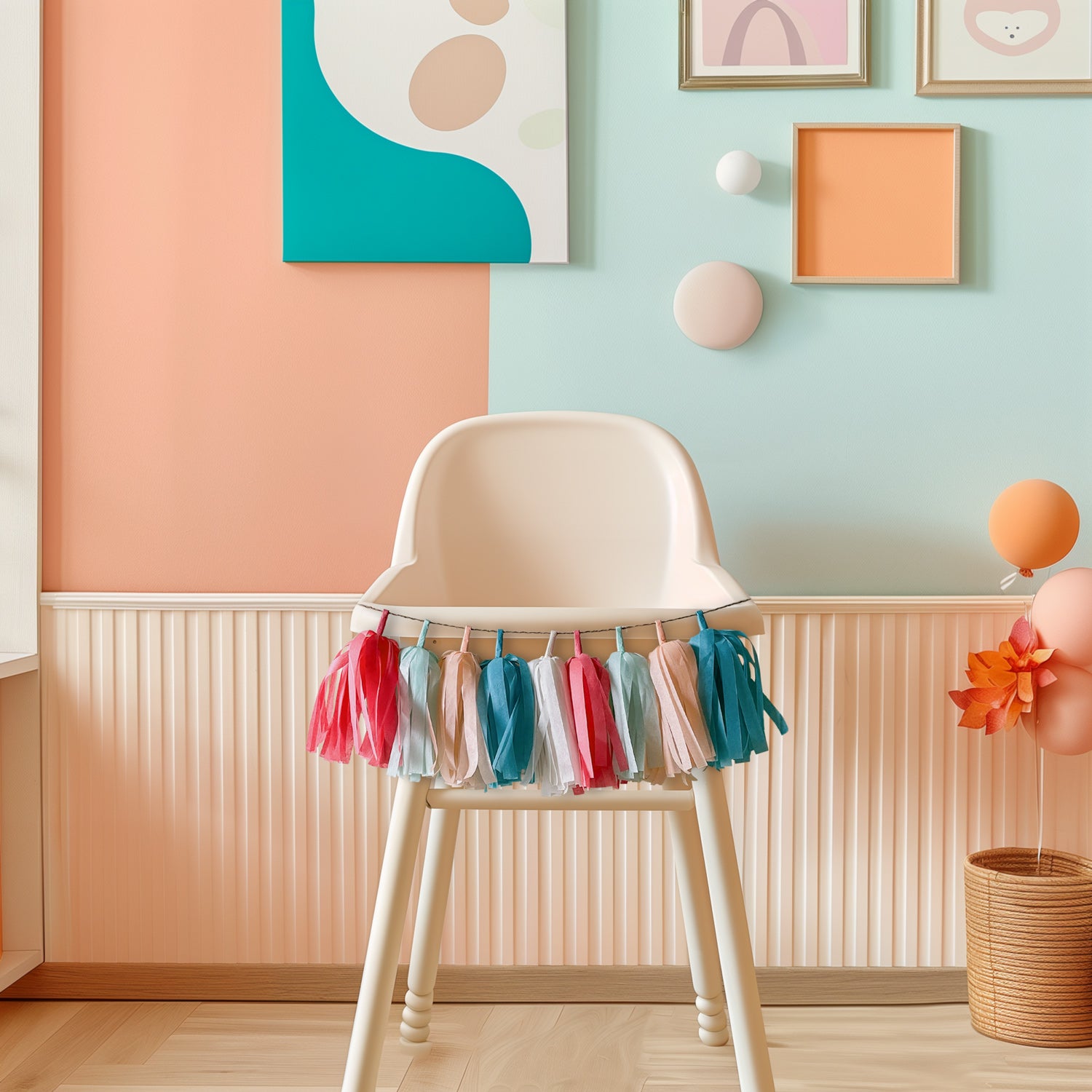 Spring Garden High Chair Garland - Baby Girl Flower Princess 1st Birthday Party - Cake Smash High Chair Skirt Decor