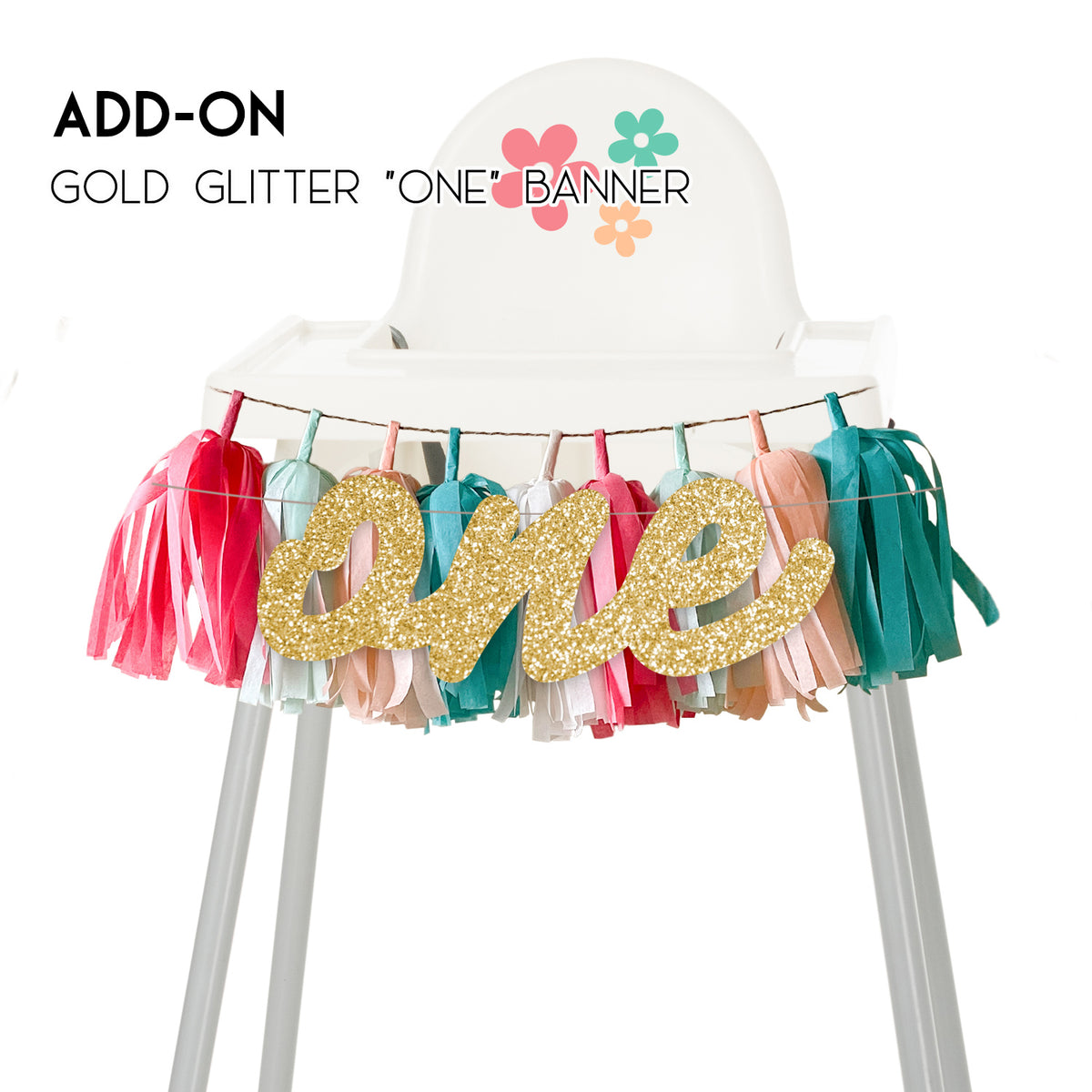 Spring Garden High Chair Garland - Baby Girl Flower Princess 1st Birthday Party - Cake Smash High Chair Skirt Decor
