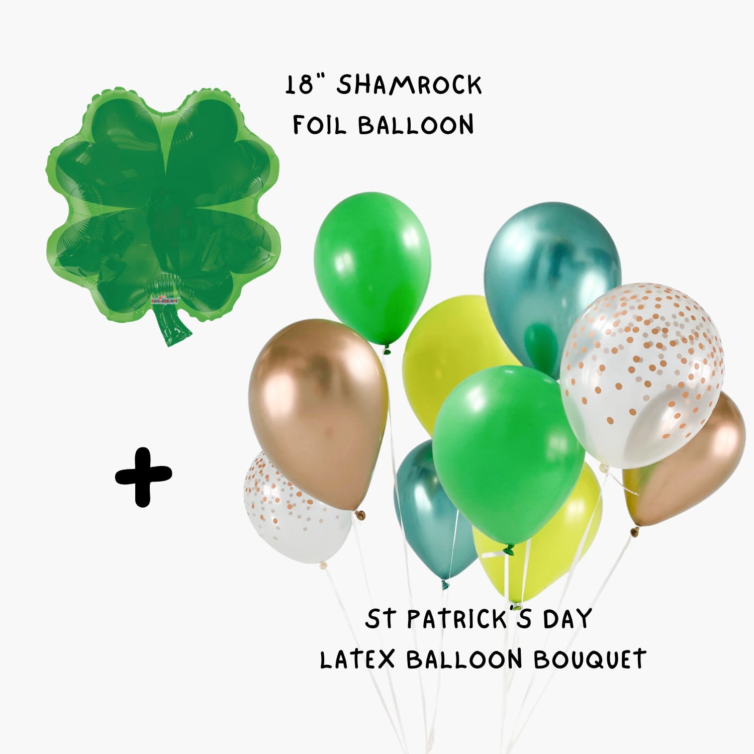 Green & Gold St Patrick's Day Balloon Bouquet - Shamrock Clover Irish Kids Birthday Baby Shower Bridal Shower Wedding Balloon Decorations