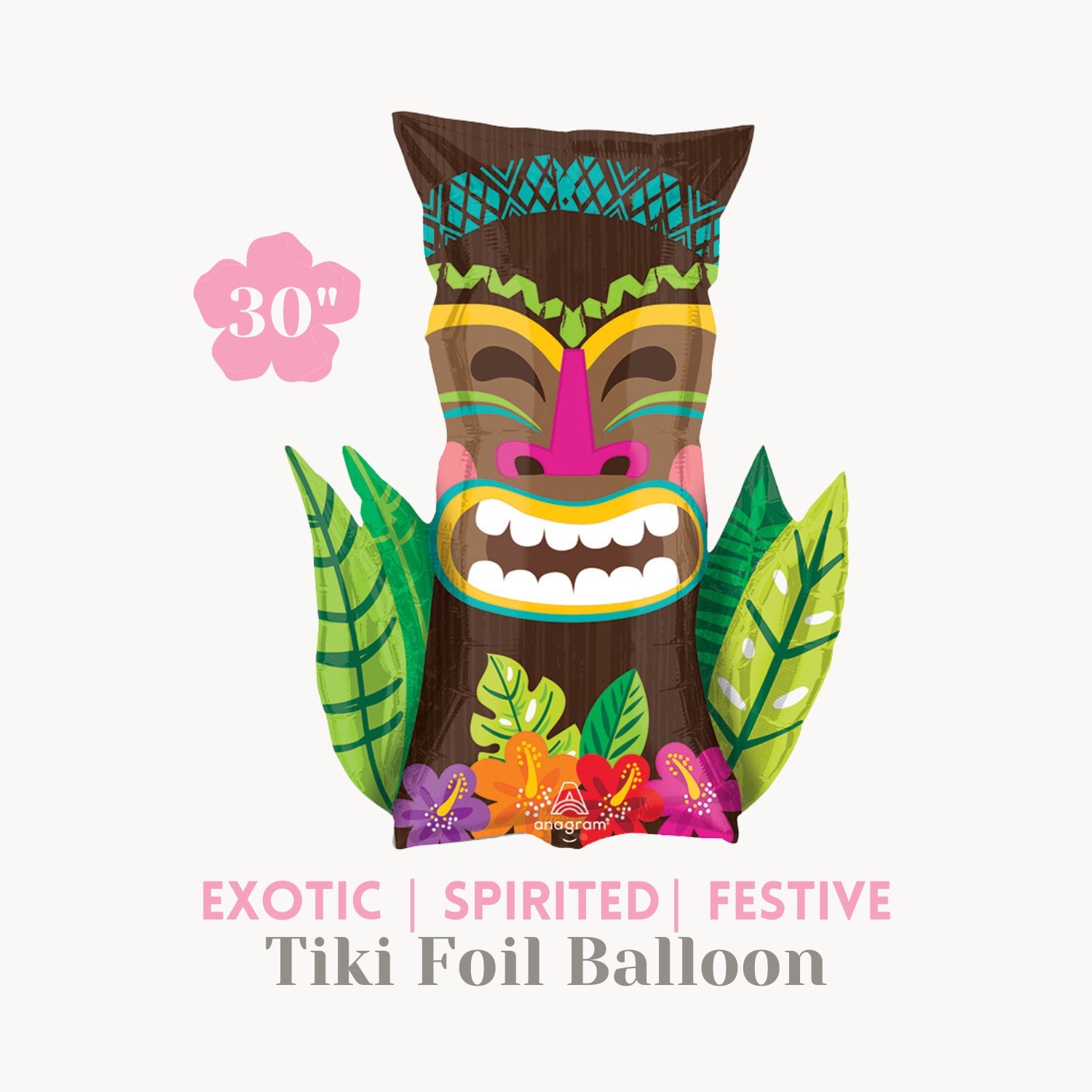 Tiki Statue Foil Balloon 30" - Hawaiian Tropical Beach Birthday Party Decoration - Bridal Shower - Luau Celebration Supplies