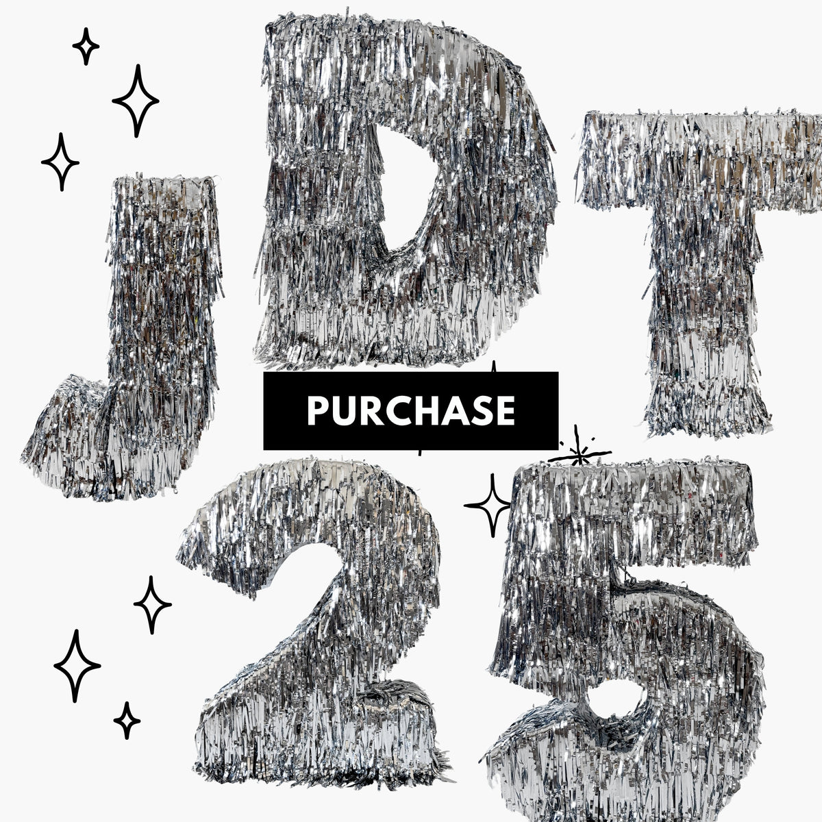 Jumbo 3D Tinsel Fringe Letters & Numbers - For Purchase