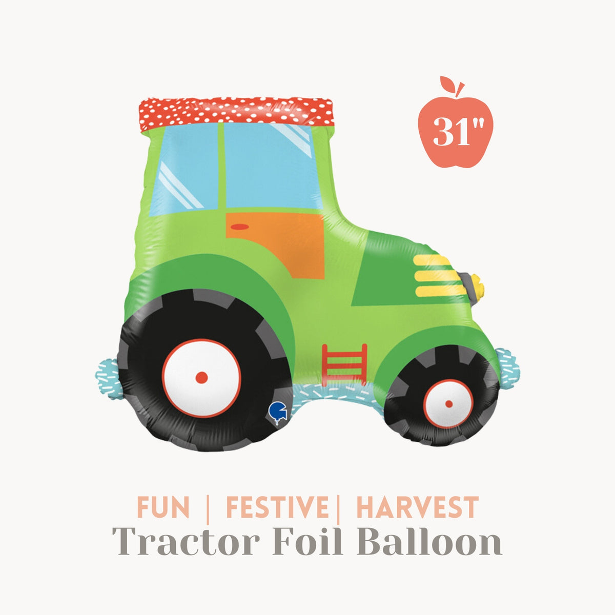 Green Tractor Foil Balloon 31" - Barnyard Farm Birthday Party Decoration Harvest Celebration Farmers Market