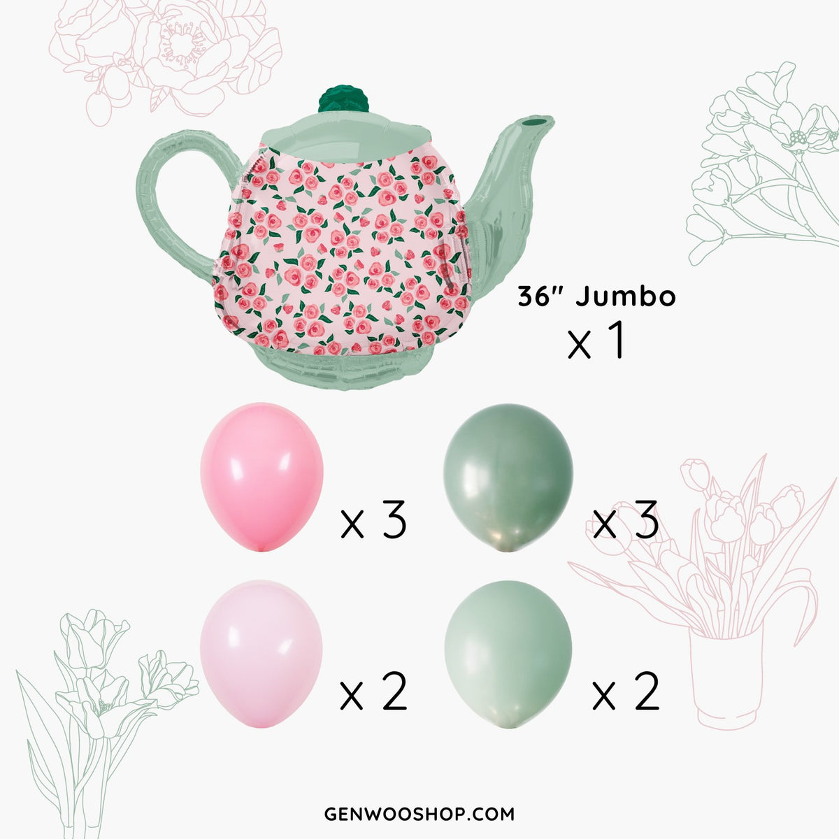 Vintage Tea Party Balloon Bouquet - Spring Garden Birthday Party - Mother's Day Brunch Decorations - Ottawa Helium Balloons 