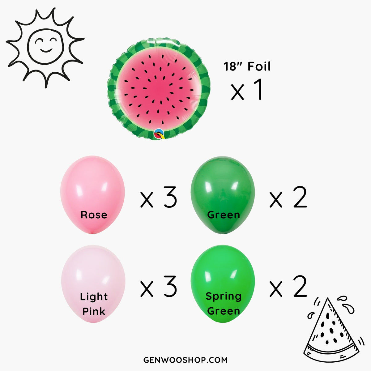 Watermelon Balloon Bouquet - Summer Birthday Party Decorations - One in a Melon First Birthday - Ottawa Helium Balloons