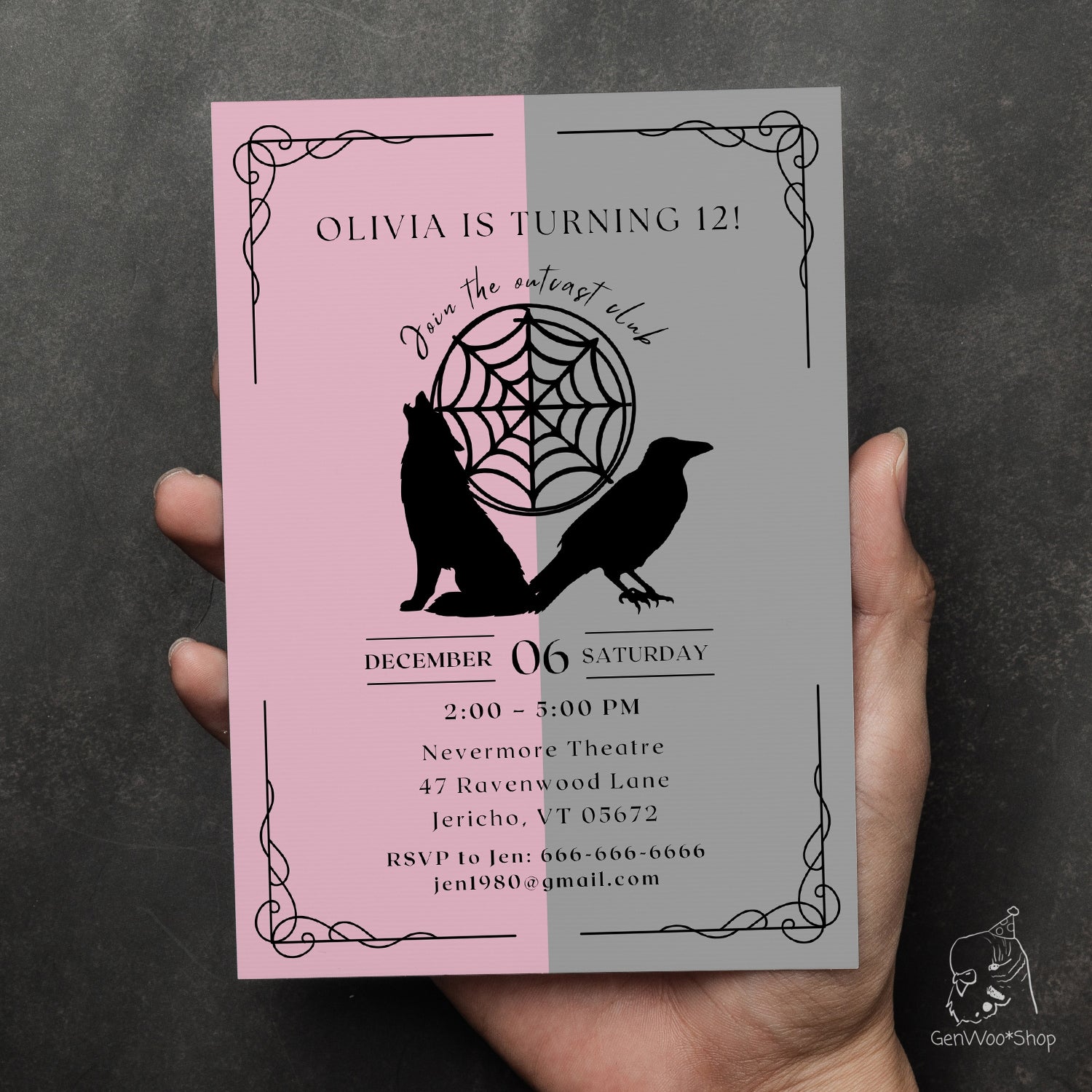 Wednesday Inspired Birthday Party Invitation