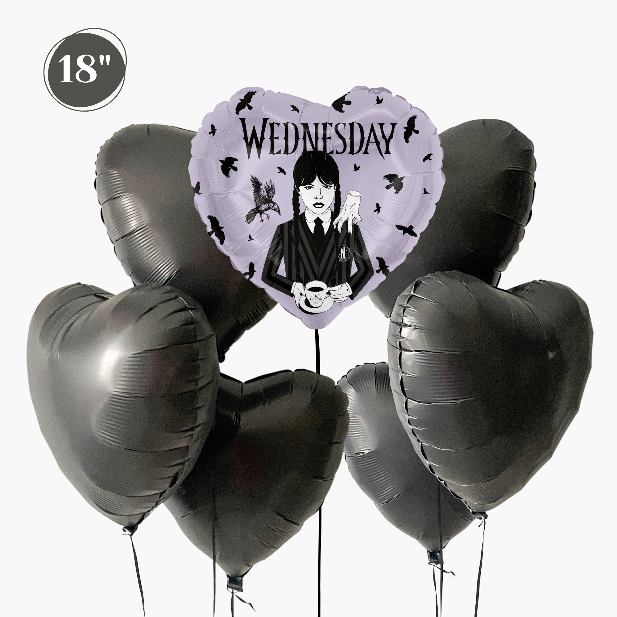 Black Heart Balloon Bouquet | Wednesday Addams Inspired Party