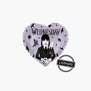 Black Heart Balloon Bouquet with Licensed Wednesday Foil Balloon